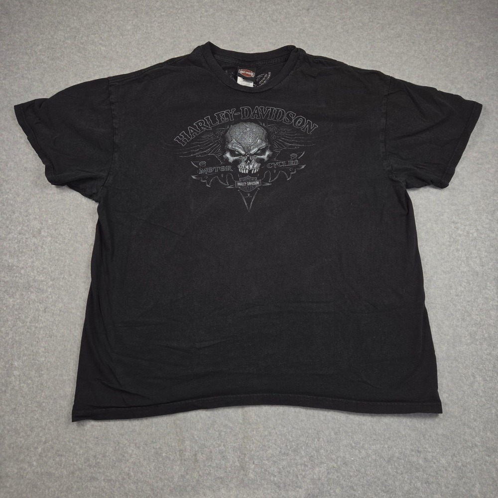 Harley-Davidson T-Shirt Mens 2XL Black Skull Graphic TSI Ellington CT 55X3